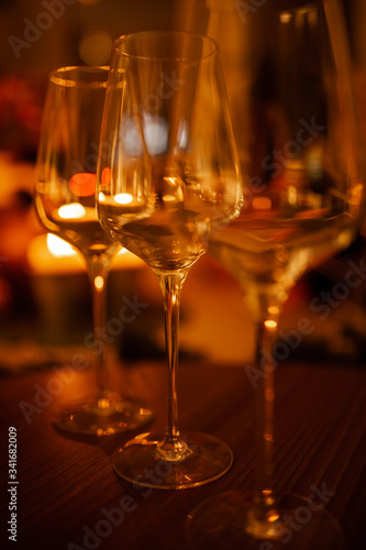 Wallpaper Mural empty wine glasses with a blurred background. Warm color Torontodigital.ca