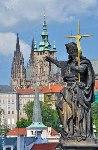 Historical sculptures on Charles Bridge in Prague