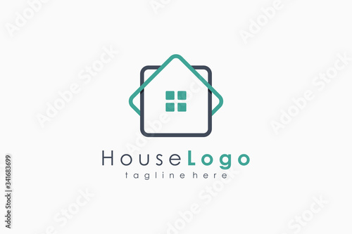 Simple Home Icon House Logo Linear Rounded Style. Usable for Business, Architecture, Real Estate, Construction and Building Logos. Flat Vector Logo Design Template Element.