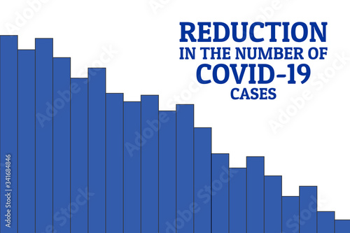 Reduction in the number of COVID-19 cases concept. Novel coronavirus pandemic. Template for background, banner, poster with text inscription. Vector EPS10 illustration.