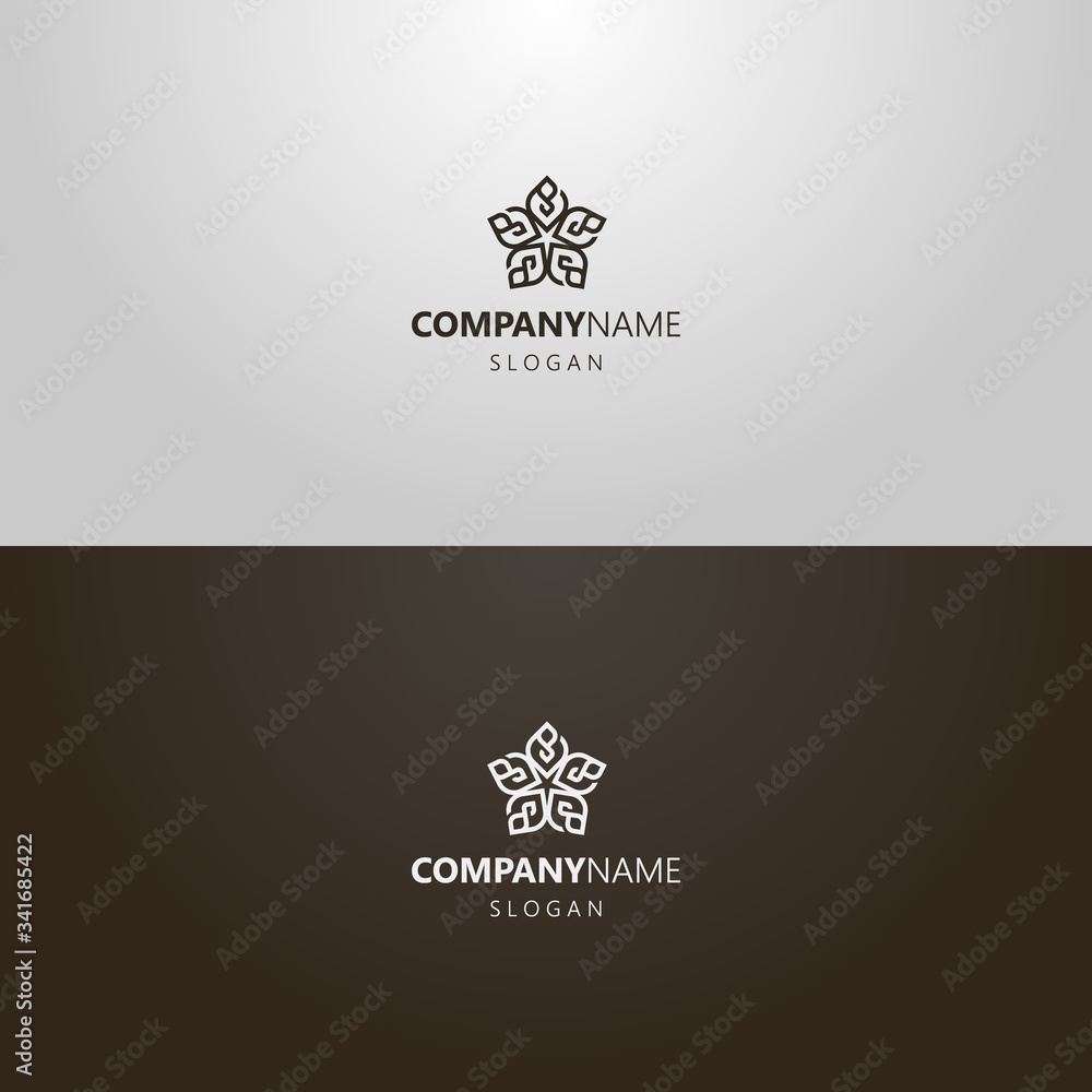 black and white simple vector line art outline iconic logo of decorative five-petal flower black and white simple vector line art outline iconic logo of decorative five-petal flower