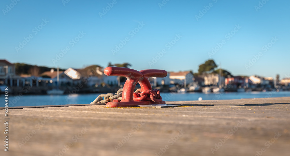 Mooring hook and rope on a pontoon Cape Bay Agde