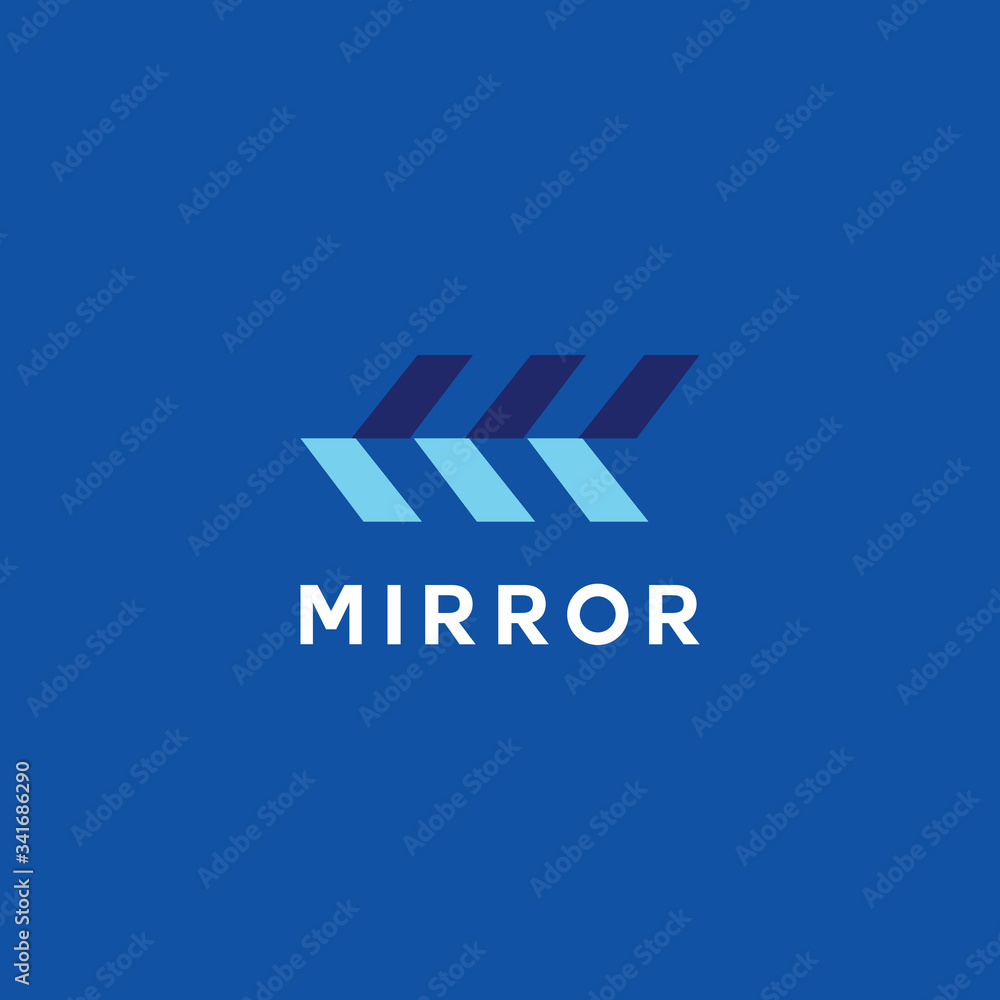 Blue Mirror Logo Design Vector. Modern reflection Symbol and app Technology emblem icon for company.