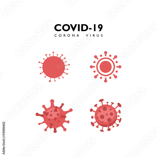 Coronavirus. Logos and signs designate a virus. Schematic stylized vector image of a coronavirus. Dangerous virus covid-19.