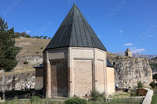 Erzincan Melik Gazi Tomb is located on the edge of the Karasu River. The tomb was built at the end of the 12th century during the Seljuk period. photo