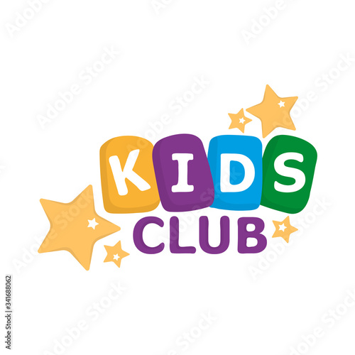 Kids club letter sign poster vector illustration