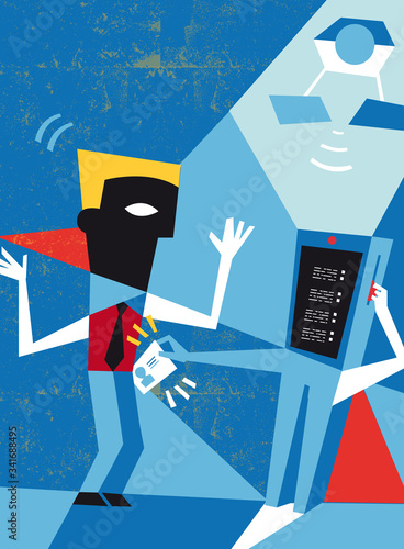 criminal cyber burglar stealing personal data and information, identity robbery concept illustration