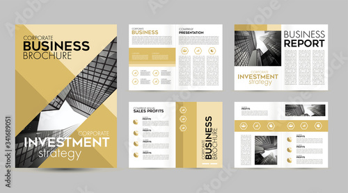 Yellow Brochure template design layout page for business company. Brochure creative design presentation Vector