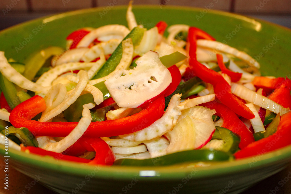 salad of radish, peppers, fennel and beans salad of radish, peppers, fennel and beans