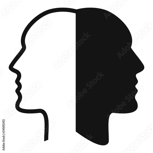 Split bipolar disorder icon. Simple illustration of split bipolar disorder vector icon for web design isolated on white background