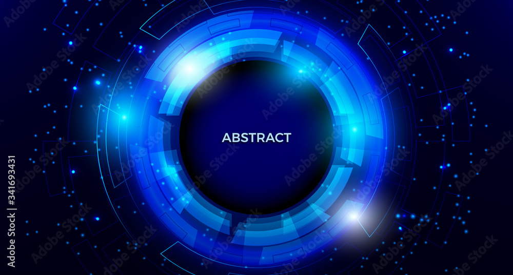 Abstract Hi-tech communication background with HUD elements circle digital futuristic blue color gradient innovation of technology concepts. vector illustration. Abstract Hi-tech communication background with HUD elements circle digital futuristic blue color gradient innovation of technology concepts. vector illustration.