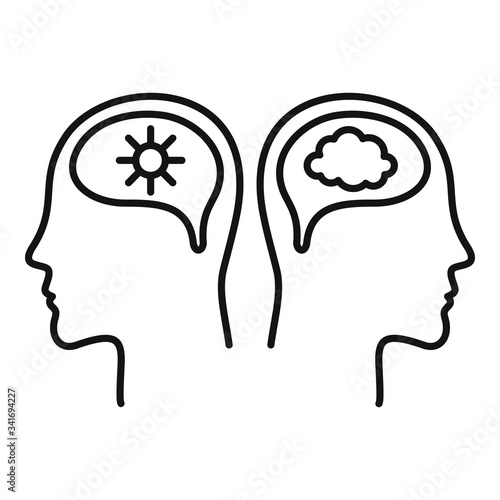 Mental bipolar disorder icon. Outline mental bipolar disorder vector icon for web design isolated on white background