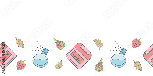 Seamless banner with doodle elements.