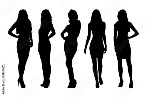 Women, group of businesswomen silhouettes. Isolated vector people