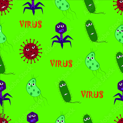 seamlesses virus pattern of various kinds of viruses