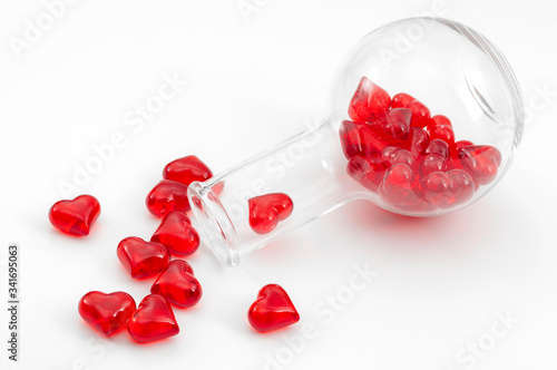 Obraz na plátně The chemicals of love and of the science of attraction concept with chemistry fl