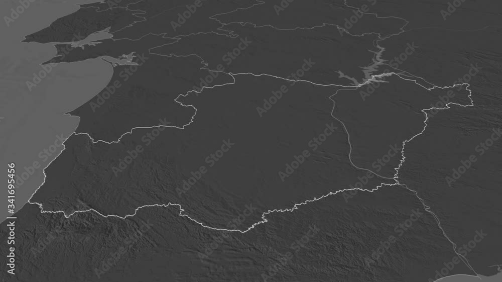 Beja, district with its capital, zoomed and extruded on the bilevel map of Portugal in the conformal Stereographic projection. Animation 3D Beja, district with its capital, zoomed and extruded on the bilevel map of Portugal in the conformal Stereographic projection. Animation 3D