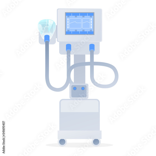 Vector illustration. Apparatus Artificial ventilation of the lungs. Resuscitation of patients.