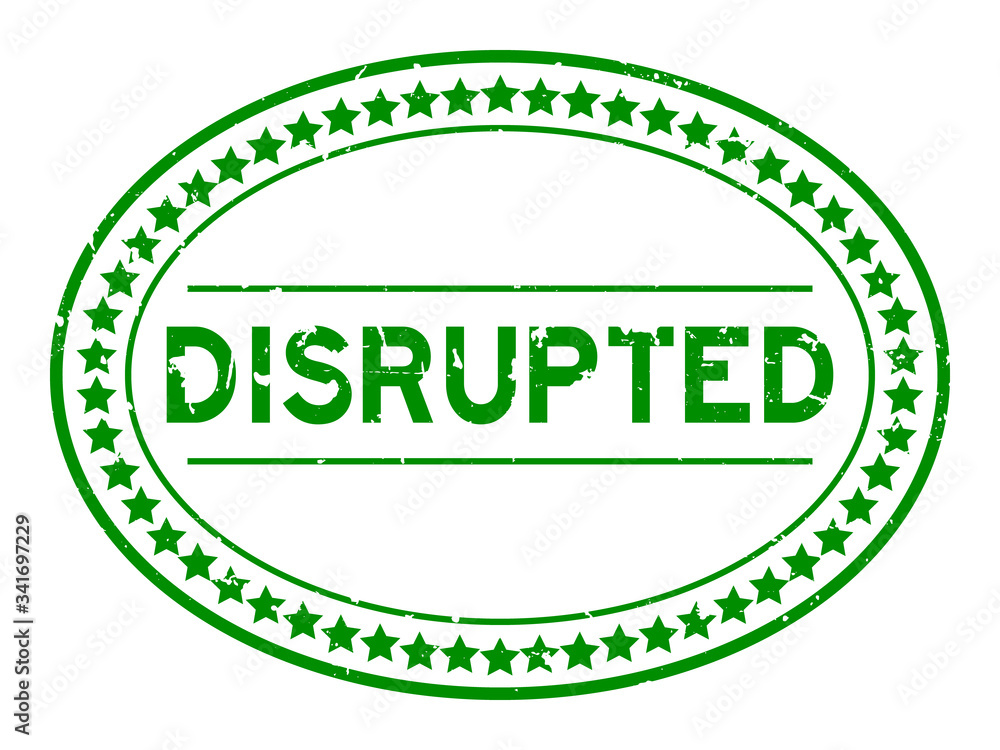 Grunge green disrupted word oval rubber seal stamp on white background