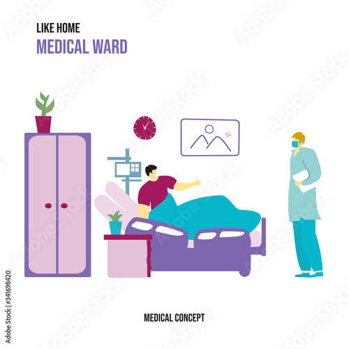The patient is in the hospital room. Hospital ward. Visit doctor