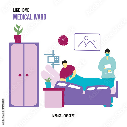 The patient is in the hospital room. Hospital ward. Visit doctor