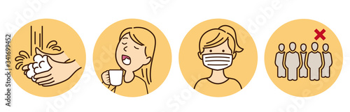 washing hands mask gargling illustration vector