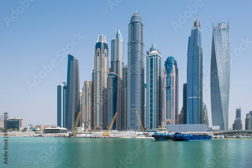 Photography Dubai city skyline and marina