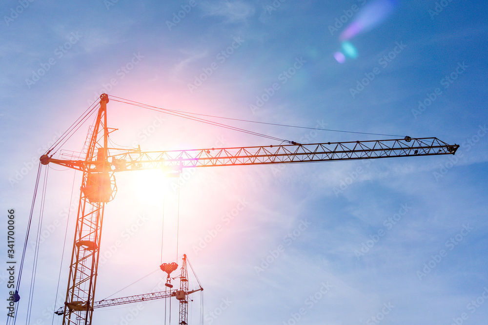 Construction crane, heavy construction industry. copy space Construction crane, heavy construction industry. copy space