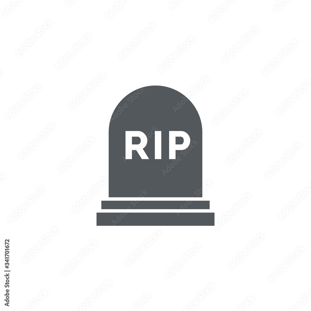 Rip grave vector icon. Tombstone Gravestone death rest in peace ...