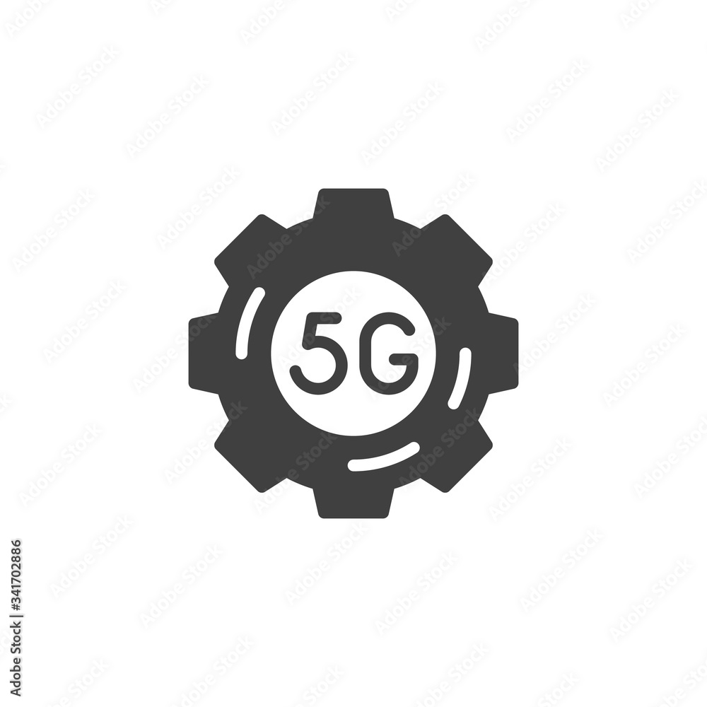 5G network settings vector icon. filled flat sign for mobile concept and web design. 5G gear glyph icon. Symbol, logo illustration. Vector graphics 5G network settings vector icon. filled flat sign for mobile concept and web design. 5G gear glyph icon. Symbol, logo illustration. Vector graphics