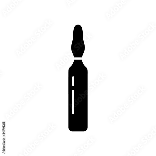Cutout silhouette Ampoule icon. Outline logo of sealed glass capsule containing liquid. Black simple illustration of injection medicine, cosmetic serum. Flat isolated vector emblem on white background