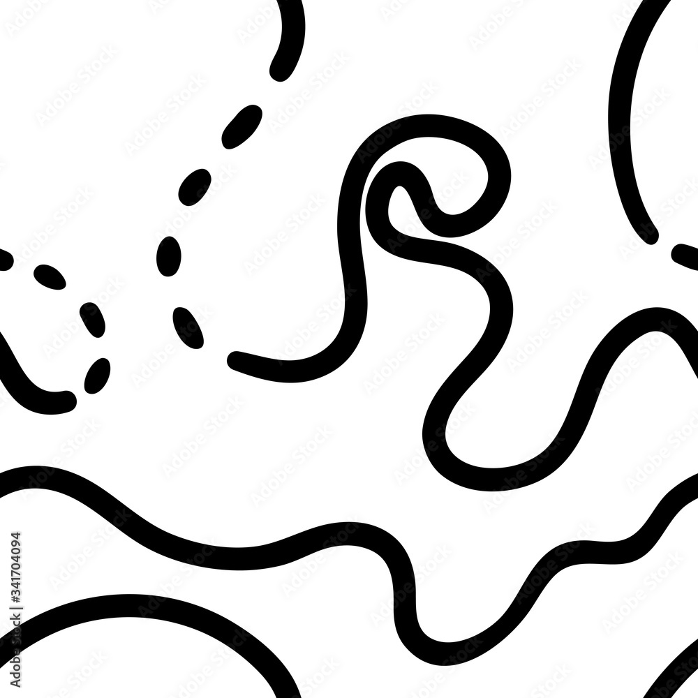 Fototapeta premium Black and white abstract seamless pattern with wavy lines