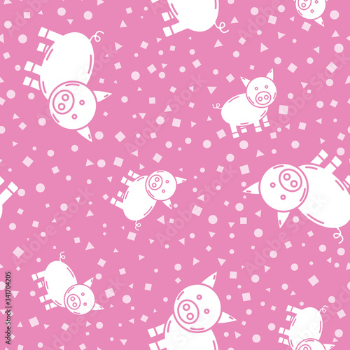 Wrapping paper - Seamless pattern of symbols pig for vector graphic design © Pavel-reDesign