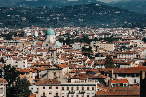 Cathedral of Santa Maria del Fiore. The Cathedral in Florence, the most famous of the architectural structures of the Florentine quattrocento. Daytime landscape in Italy, Florence. photo