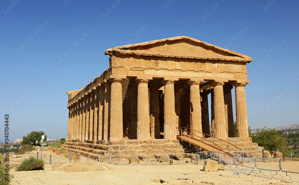 Temple of Concordia, park of the Valley of the Temples in Agrigento, Sicily, Italy