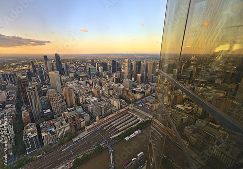 The skyline of Melbourne photographed from the skydeck photo