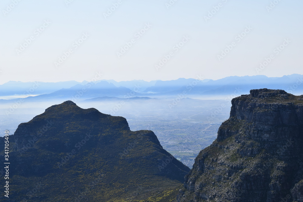 Beautiful view from Table mountain in Cape Town, Southafrica
