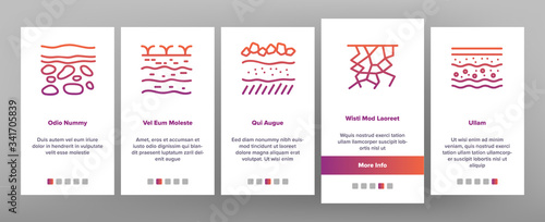 Soil Ground Research Onboarding Icons Set Vector. Soil Ground With Old Bone And Geyser, Drilling And Watering, Fertile And Desert Illustrations
