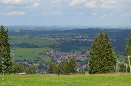 Beautiful view from the mountain to Nesselwang.