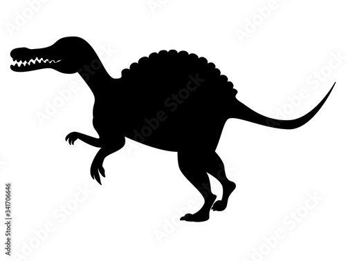 Spinosaurus dinosaur silhouette isolated on white background. © Anastasiya