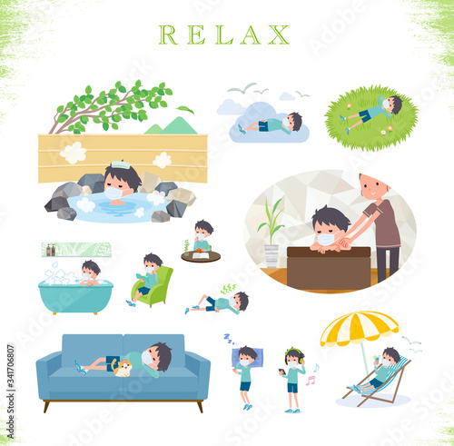 flat type mask blue clothing boy_relax