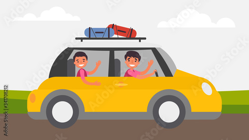 Road trips Father Son Activities Perfect Family Bonding spend time together.children is essential to their growth and development and to the type of human.vector illustration in flat cartoon style