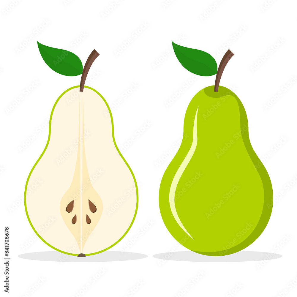 Pear fresh fruit vector icon. Cartoon pear illustration organic green flat fruit background symbol Pear fresh fruit vector icon. Cartoon pear illustration organic green flat fruit background symbol