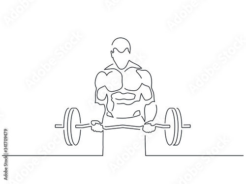Bodybuilding isolated line drawing, vector illustration design. Sport collection.