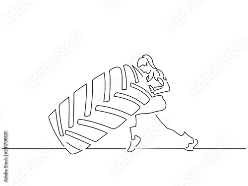 Bodybuilding isolated line drawing, vector illustration design. Sport collection.