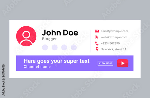 Email signature template design. Corporate mail business email signature vector banner
