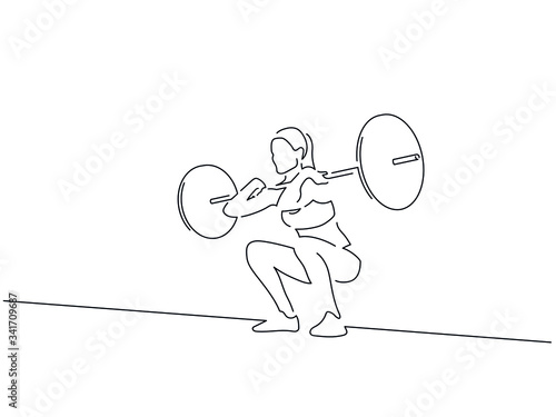 Bodybuilding isolated line drawing, vector illustration design. Sport collection.