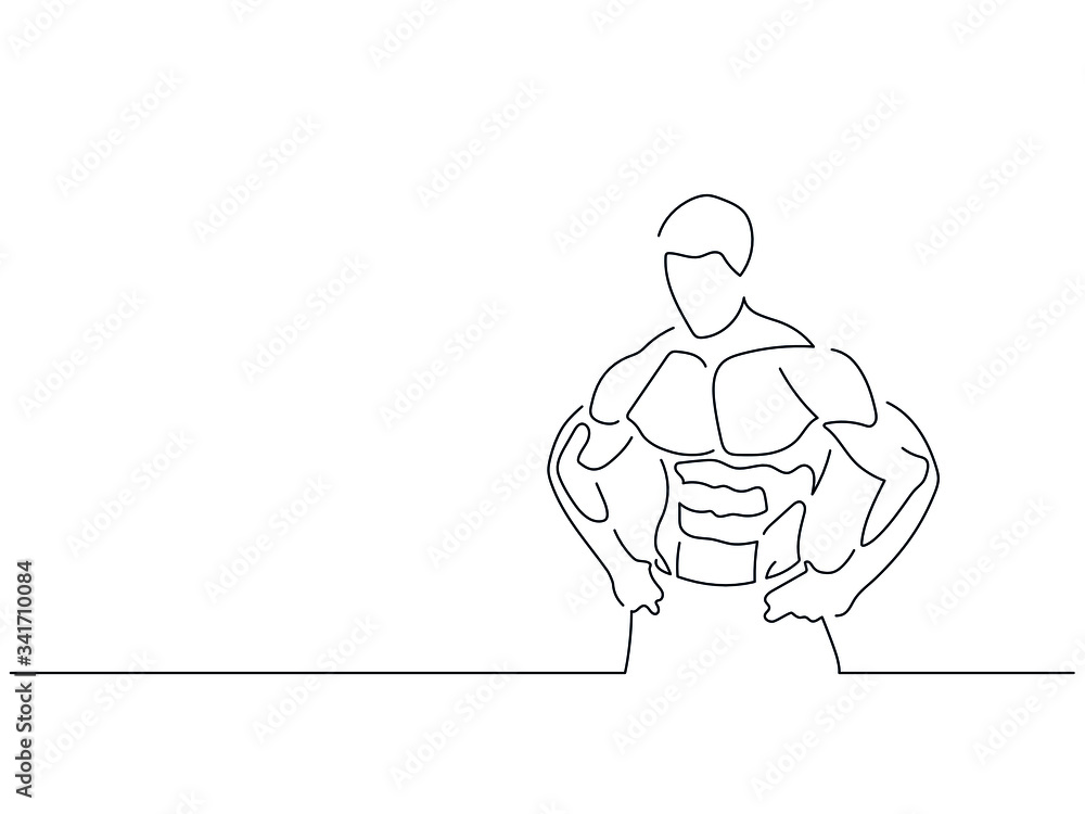 Bodybuilding isolated line drawing, vector illustration design. Sport collection.