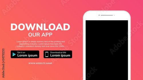 Cellphone download app landing page. Smartphone download our app mobile device banner