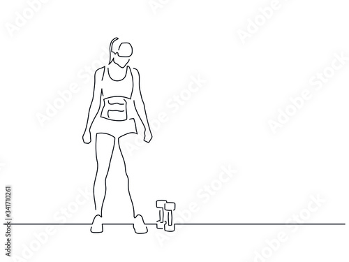 Bodybuilding isolated line drawing, vector illustration design. Sport collection.
